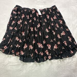 Marybelle Pleated Skirt Plus Size 4X Black Red Floral Knee Length Made USA NEW